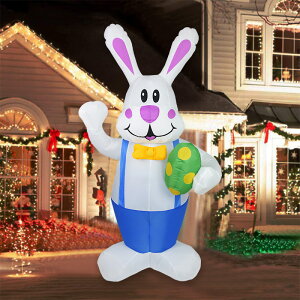 110V 聖誕節裝飾 免運 圣誕節裝飾卡通充氣模型 1.9米復活節充氣兔子Led燈節日場地布置 交換禮物