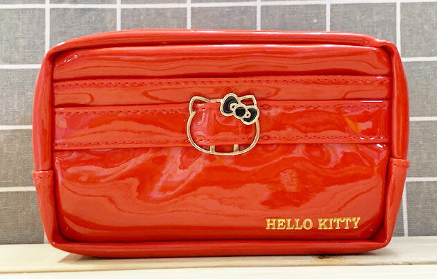【震撼精品百貨】Hello Kitty 凱蒂貓 日本SANRIO三麗鷗KITTY化妝包/筆袋-附鏡紅*42641 震撼日式精品百貨