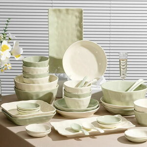 奶油色碗碟套裝家用2023新款餐具盤子碗筷高級感陶瓷碗碟新居入宅