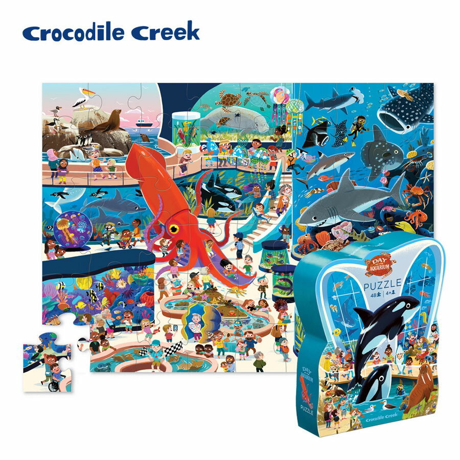 (4歲以上) 美國 Crocodile Creek 博物館造型盒學習拼圖-水族館 (48片)