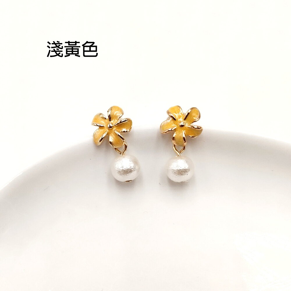 小時光x覓品竹北手作店-琺瑯小花珍珠耳環-共4色 3
