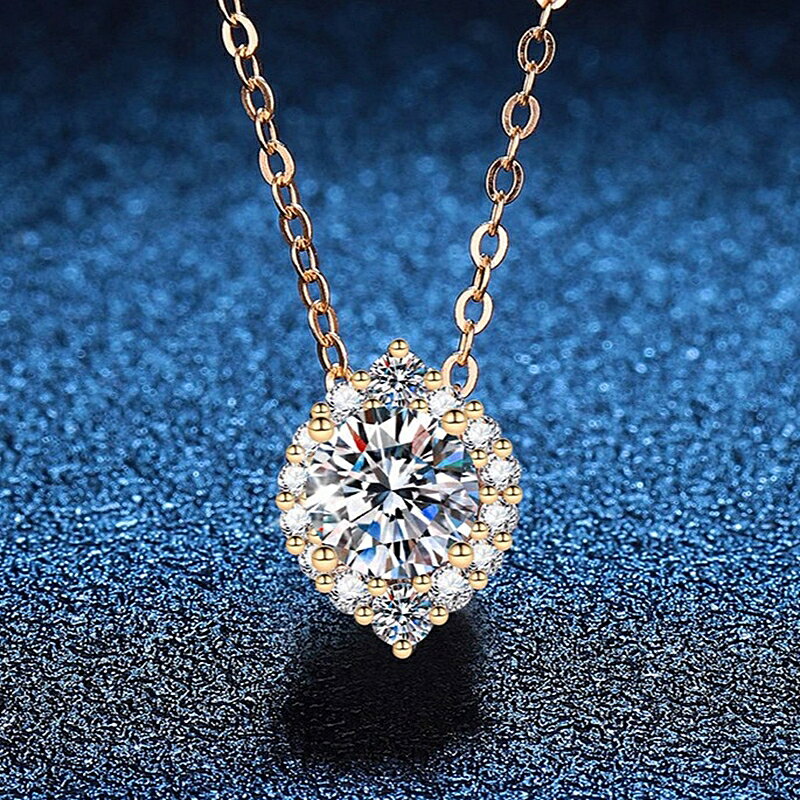 【巴黎精品】現貨+預購 頂級莫桑鑽石項鍊925純銀女項鍊項鏈鎖骨鏈情人節禮物-1克拉原創橄欖球女飾品a1kv25