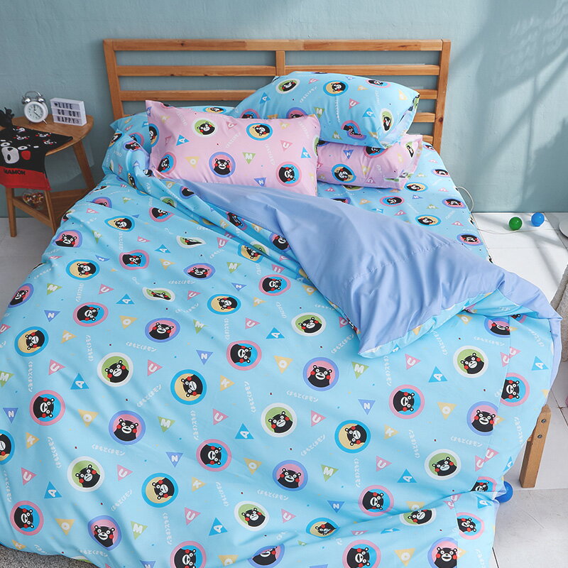 戀家小舖 床包被套組 / 單人【熊本熊樂園-藍】含一件枕套 磨毛多工法處理 超人氣明星 台灣製