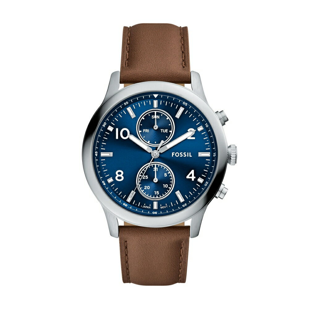 送禮首選★FOSSIL Bennett 雋永藍多功能皮革手錶 BQM7090 附提袋
