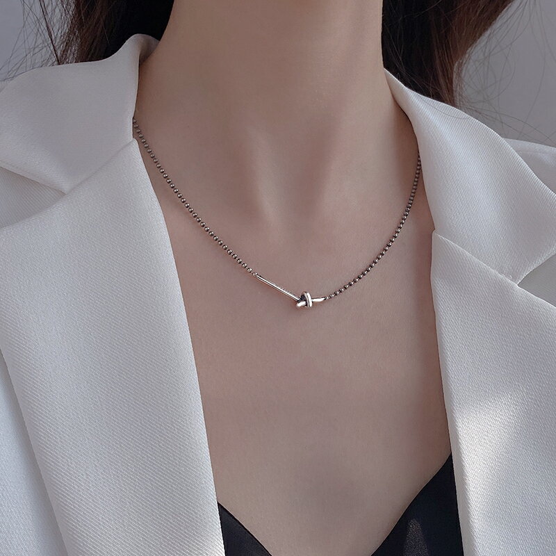 925純銀心結項鏈女小眾設計感ins冷淡風鎖骨鏈嘻哈泰銀復古圓珠鏈 2