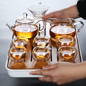 透明玻璃茶具套裝家用功夫茶杯客廳一套簡約辦公室會客茶壺小茶盤