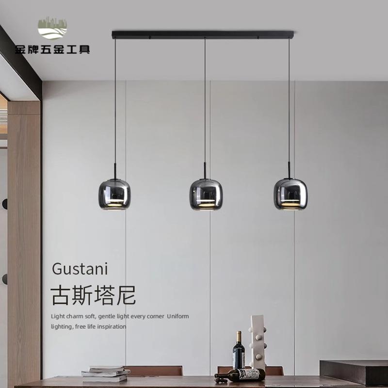 現貨 吊燈 吸頂燈 客廳燈 餐廳燈 照明燈 三頭玻璃餐廳吊燈現代簡約北歐一字長條吧臺燈輕奢高階臥室床頭燈 工廠現貨 八折下殺wy3