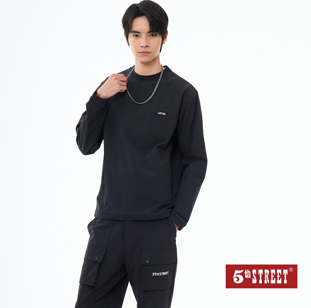 中性款 長袖 t恤 長袖上衣 薄長T 黑色 (560957)【5th STREET】【APP下單享4%回饋】