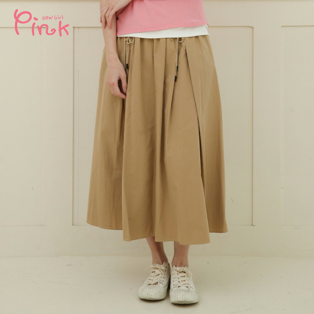 Pink*文青感氣質中長裙 Q6601PD｜全館499免運 0