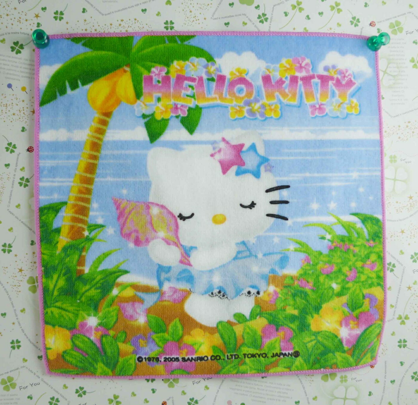 【震撼精品百貨】Hello Kitty 凱蒂貓 方巾-限量款-拿貝殼聽海 震撼日式精品百貨