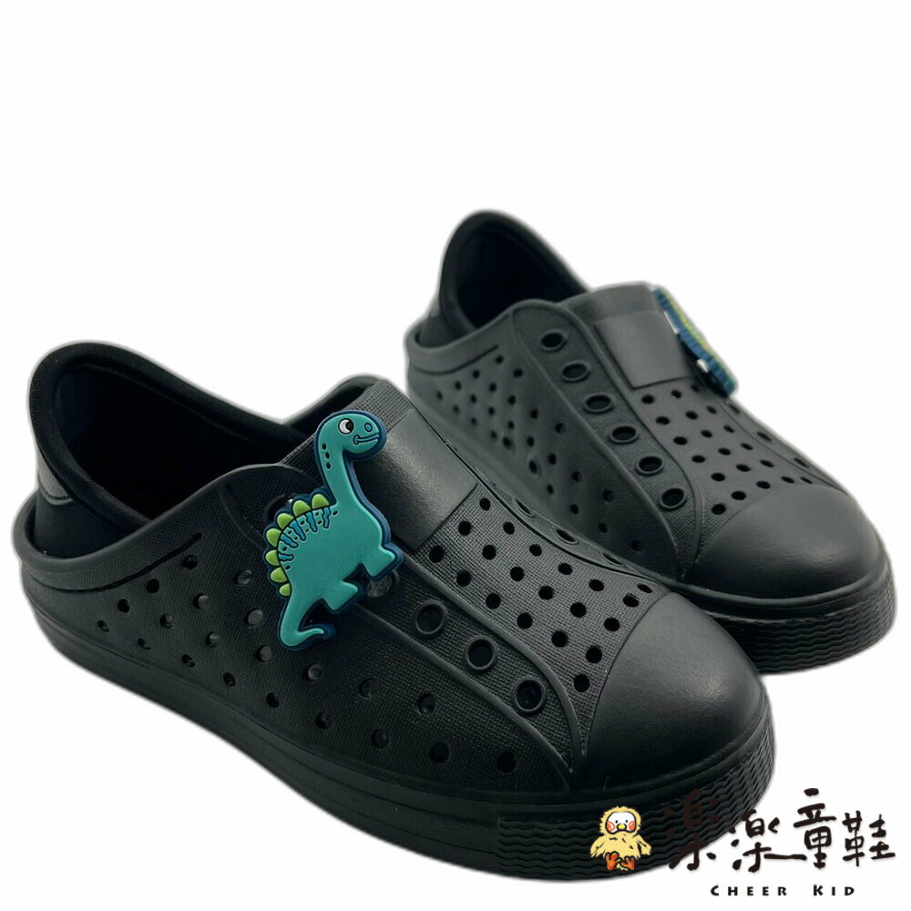 【限量特價】MIT可愛恐龍兒童洞洞鞋-黑色 - 台灣製 台灣製童鞋 台灣製洞洞鞋 台灣製涼鞋 MIT MIT童鞋 MIT洞洞鞋 MIT涼鞋 洞洞鞋 涼鞋 防水鞋 男童鞋 男中童鞋 恐龍涼鞋 恐龍洞洞鞋 恐龍防水鞋 恐龍