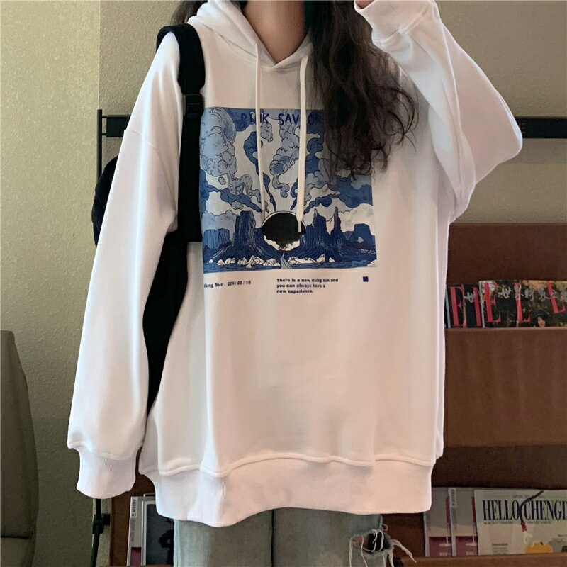 美式高街hiphop炸街衛衣女春秋薄款寬松韓版潮ins薄款外套上衣服