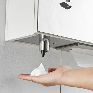皂液器 按壓器 水槽皂液器 304不鏽鋼鏡后暗裝擦手紙盒感應皂液器隱藏嵌入式鏡櫃下洗手液器『TS3386』
