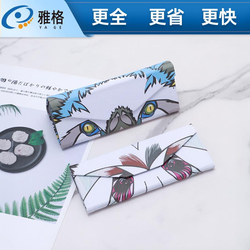 .太陽鏡折疊式眼鏡盒便攜式墨鏡盒木紋復古男女近視三角韓版眼鏡