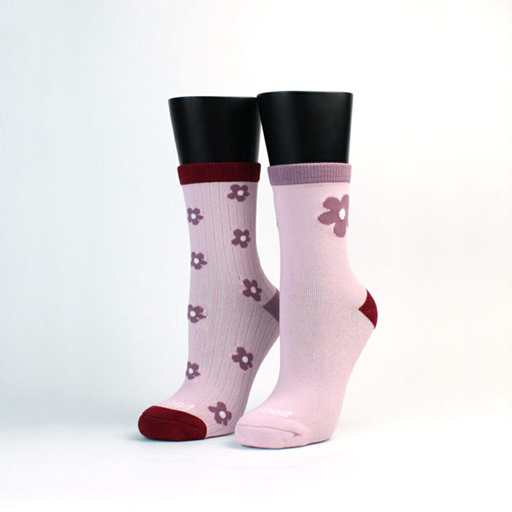 FOOTER 百花齊FUN不對稱襪 除臭襪 小腿襪 花襪 韓襪(女-N239) 0