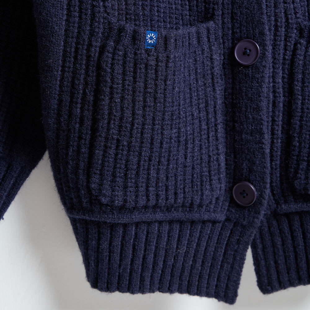 SOMETHING 女款 長版開襟毛衣針織外套 (丈青色) 3