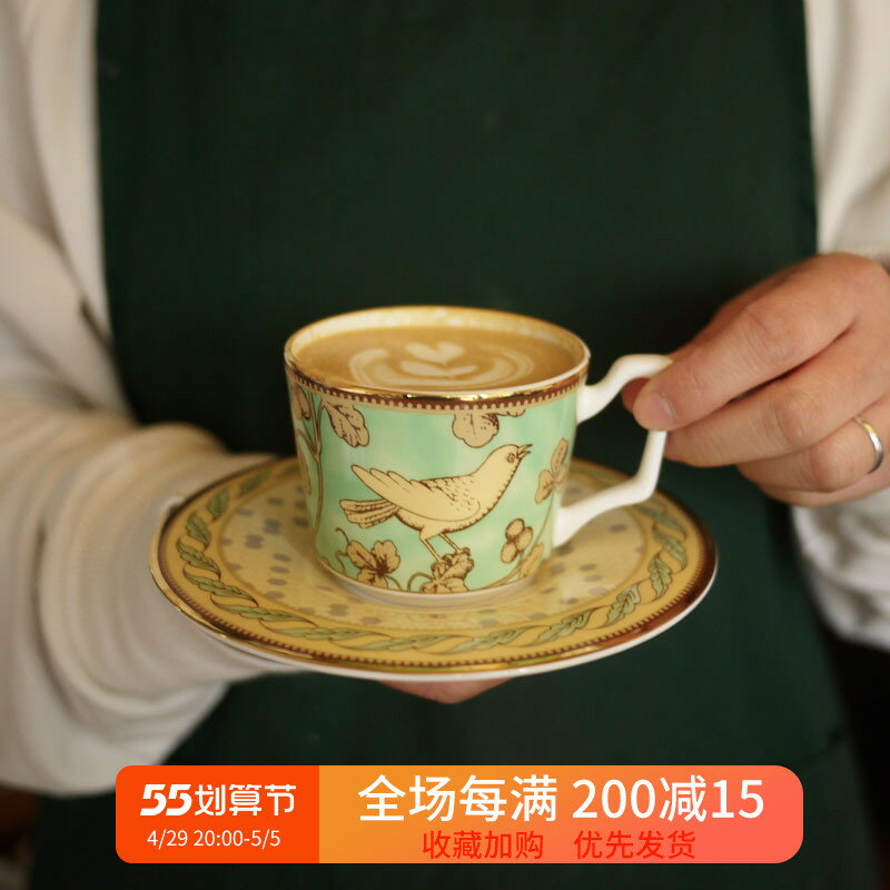 W1962出口法國骨瓷精美青鳥/白底繁花系列英式下午茶/咖啡杯/茶杯