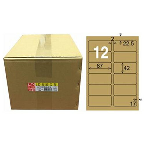 【龍德】A4三用電腦標籤 42x87mm 牛皮紙 1000入 / 箱 LD-810-C-B