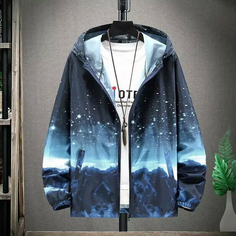 130公斤內可穿 大碼防曬衣 大尺碼薄外套 夏季超薄透氣速乾外套 男超薄透氣冰絲夏季男士釣魚防曬服男皮膚風衣開衫外套