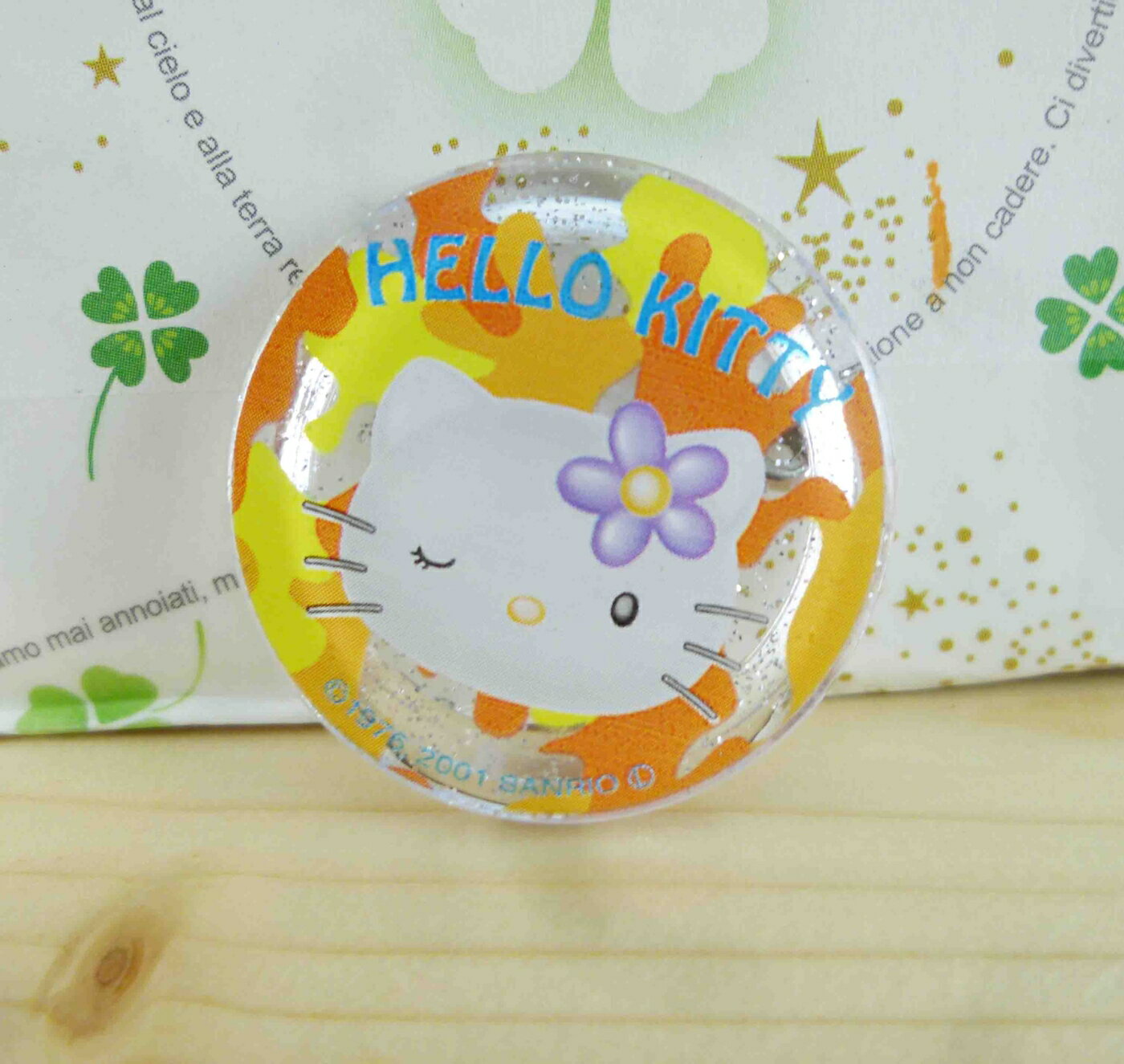 【震撼精品百貨】Hello Kitty 凱蒂貓 KITTY造型別針-圓造型-黃花 震撼日式精品百貨