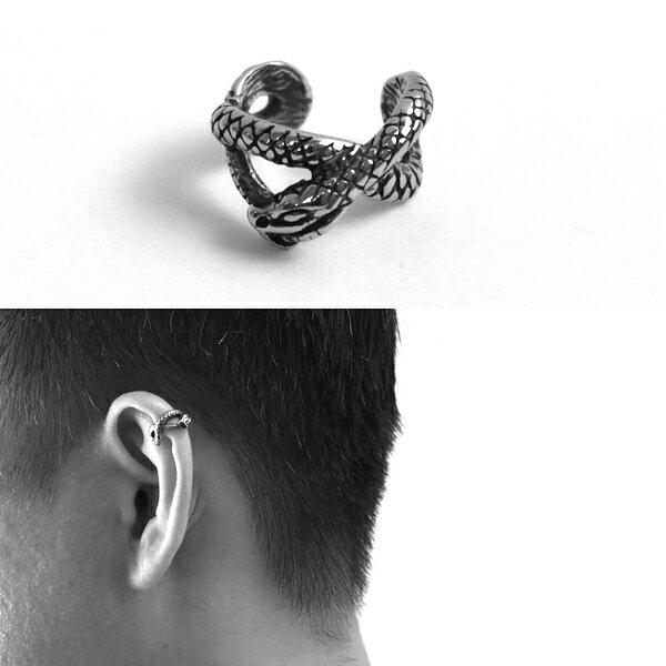 耳骨夾 交錯纏繞蛇形鋼製夾式耳環【NDF105】