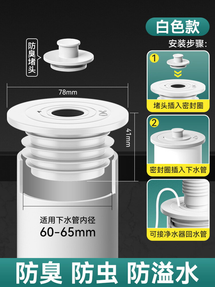 洗衣機排水管 水槽排水管 下水管道防臭密封圈硅膠塞廚房洗手盆洗衣機排水管堵口防返臭神器『cyd18311』