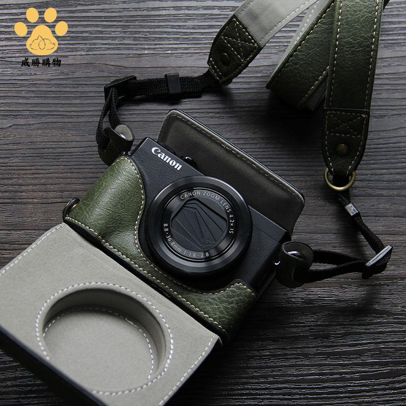 適用佳能g7x3三代 相機套 斜挎g7x makrii復古荔枝紋 保護套 g7x2 皮套 【不是相機！是相機配件】