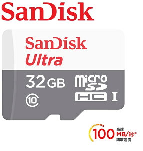 【最高折200+跨店點數22%回饋】SanDisk 32GB Ultra Micro SDHC UHS-I 記憶卡(100MB/s)無轉卡