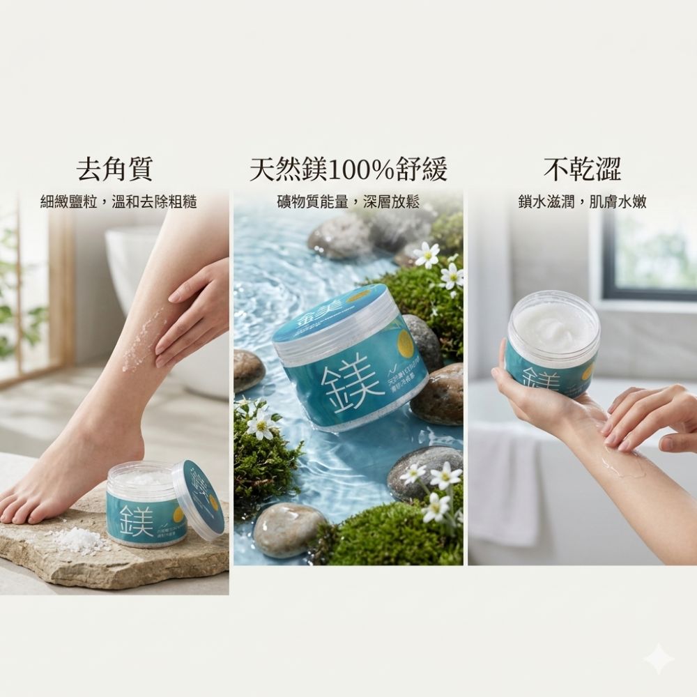 隔日出貨【光隆生技】天然鎂100%舒緩沐浴鹽/Exfoliating Salt Scrub 去角質 250ml 3