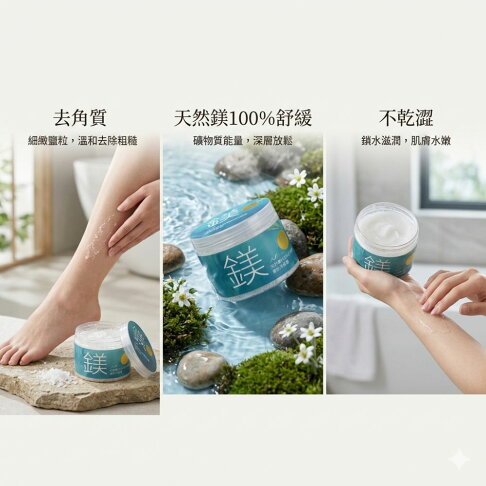 隔日出貨【光隆生技】天然鎂100%舒緩沐浴鹽/Exfoliating Salt Scrub 去角質 250ml 3