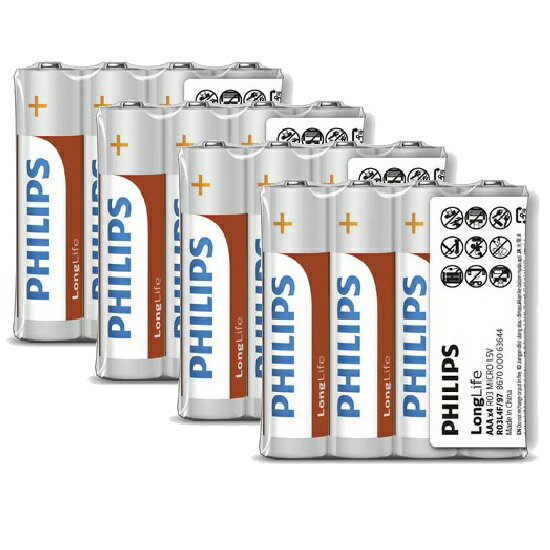 PHILIPS 飛利浦 碳鋅3號電池 16顆入 (熱縮)-富廉網