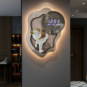 創意亞克力電子掛鐘 現代時尚裝飾壁鐘 靜音時鐘 可愛熊造型壁鐘 客廳餐廳牆面掛鐘 藝術掛飾