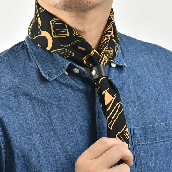 領巾西部牛仔黑色 男生方巾【NZG82】