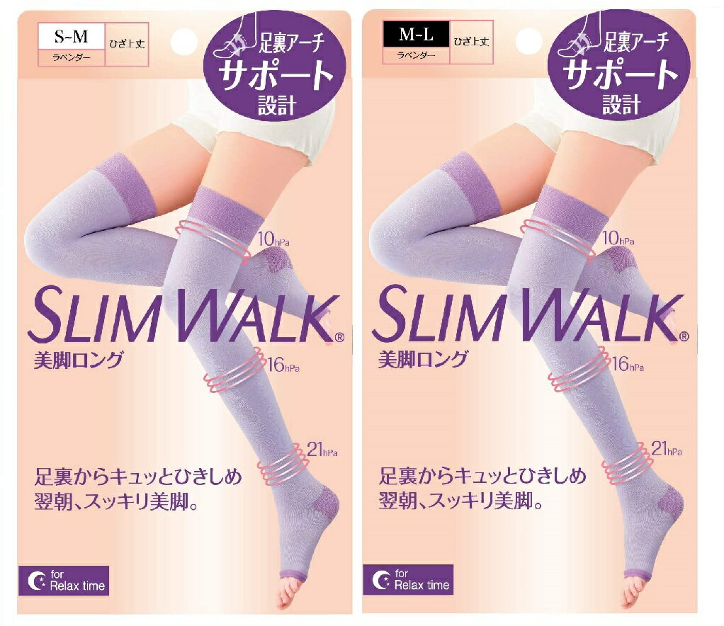 SLIM WALK 纖伶 溫柔觸感機能睡眠美腿襪 (紫羅蘭S-M/M-L)【RH shop】日本代購