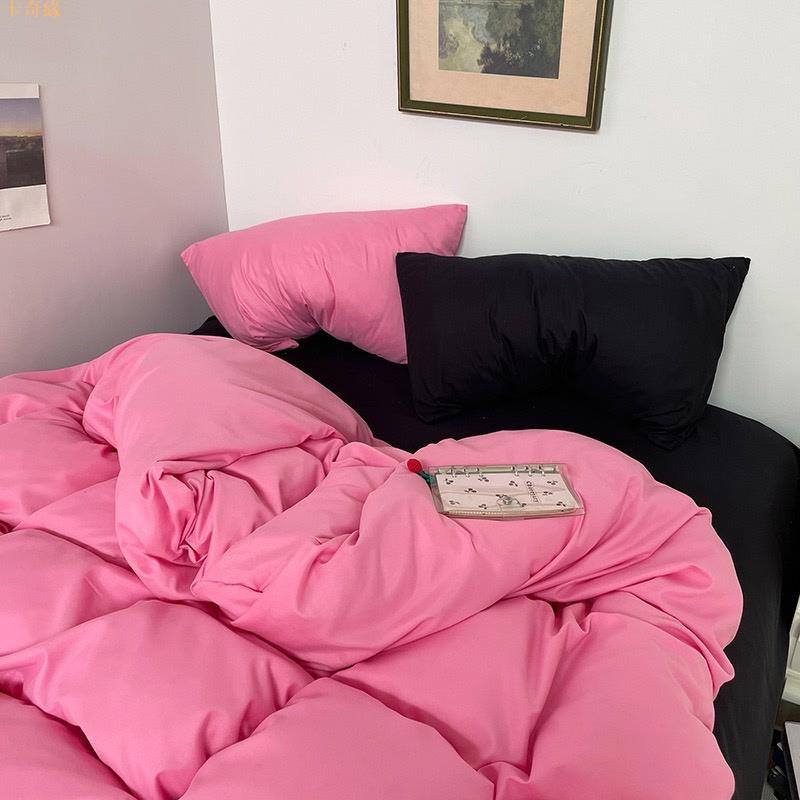 黑綠 黑粉 黑紫 混搭 中性風 磨毛 素色 簡約 小清新 床包組 床單 三件套單人 雙人床包 加大雙人床包