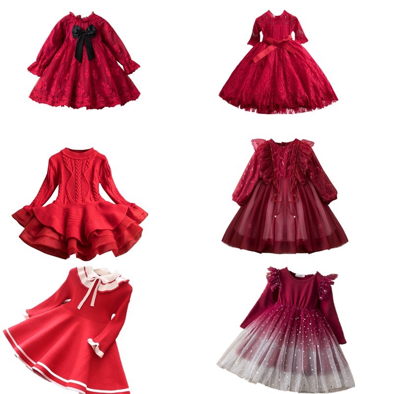 女童連衣裙秋冬中國風洋氣冬季兒童裙子拜年公主裙紅色旗袍新年裙