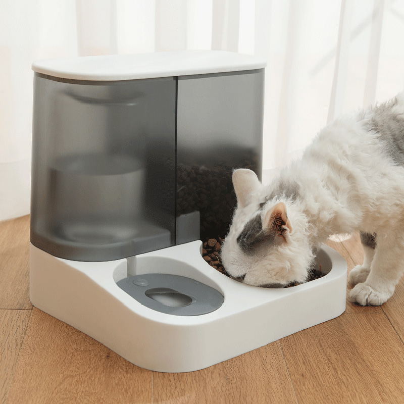 貓碗貓食盆自動喂食貓咪雙碗自動飲水貓糧盆防打翻狗盆喝水碗一體