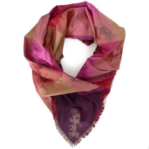 現貨在台~不用等~ Coach 酒紅/粉紅色馬車logo雙面大方巾 1