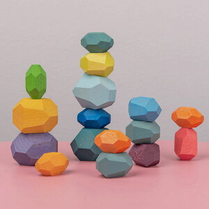 兒童疊疊樂益智彩色木制桌游平衡石層層高積木寶寶幼兒園早教玩具