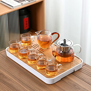 現代簡約日式耐熱玻璃功夫茶具套裝家用花茶壺杯過濾紅茶泡茶器