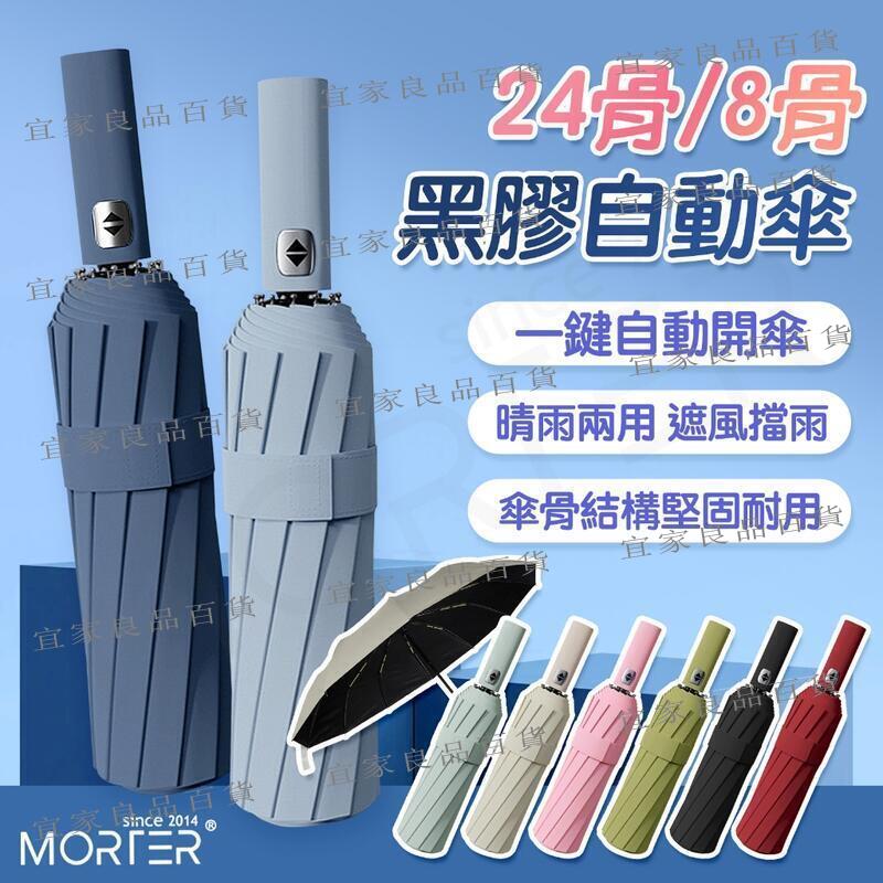 【宜家良品百貨】臺灣現貨 升級24骨 雨傘 黑膠自動傘 晴雨傘 兩用傘 自動傘 折疊傘 遮陽傘 防曬傘 陽傘 晴雨兩用傘