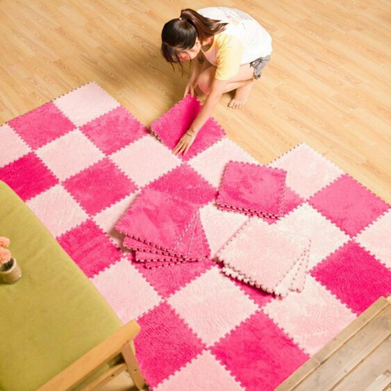 地毯 房間地毯床邊兒童泡沫板地板墊家用毛絨地毯臥室拼圖地墊拼接家用【紅人衣櫥】