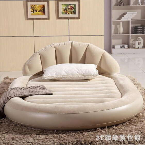 充氣床 休閒橢圓折疊床雙人氣墊床單人充氣床墊1.5米寬家用靠背床LB17046 雙12購物節