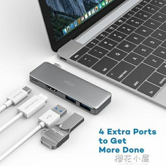 Hootoo蘋果Macbook Pro轉換器hub配件USB-C擴展塢type-c集線HDMI 雙12購物節