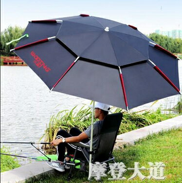 沃鼎2.4/2.2米雙層釣魚傘大釣傘萬向防雨加厚遮陽防風雨傘魚傘 雙12購物節