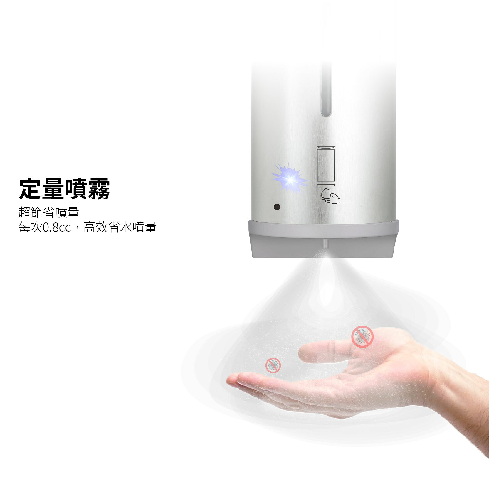 【附背膠 不破壞牆面】 壁掛式不鏽鋼自動酒精噴霧機 HK-MSD (一般皂液/泡沫皂液/酒精噴霧/水滴式) 800ML 3