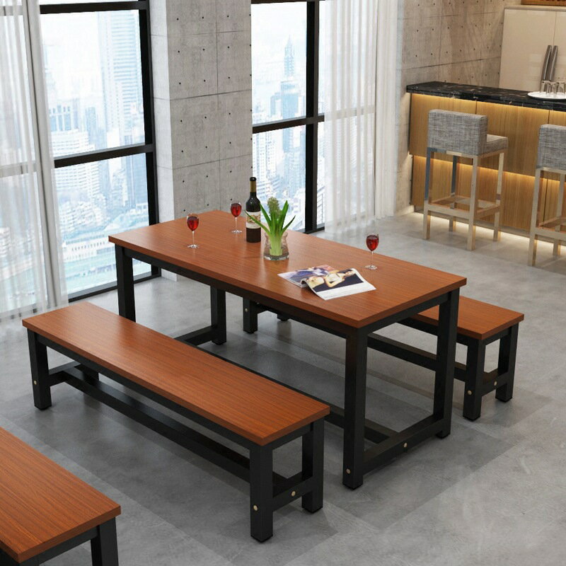 桌子 桌椅組合長方形餐桌一桌兩凳家用食堂小吃部桌學習桌椅