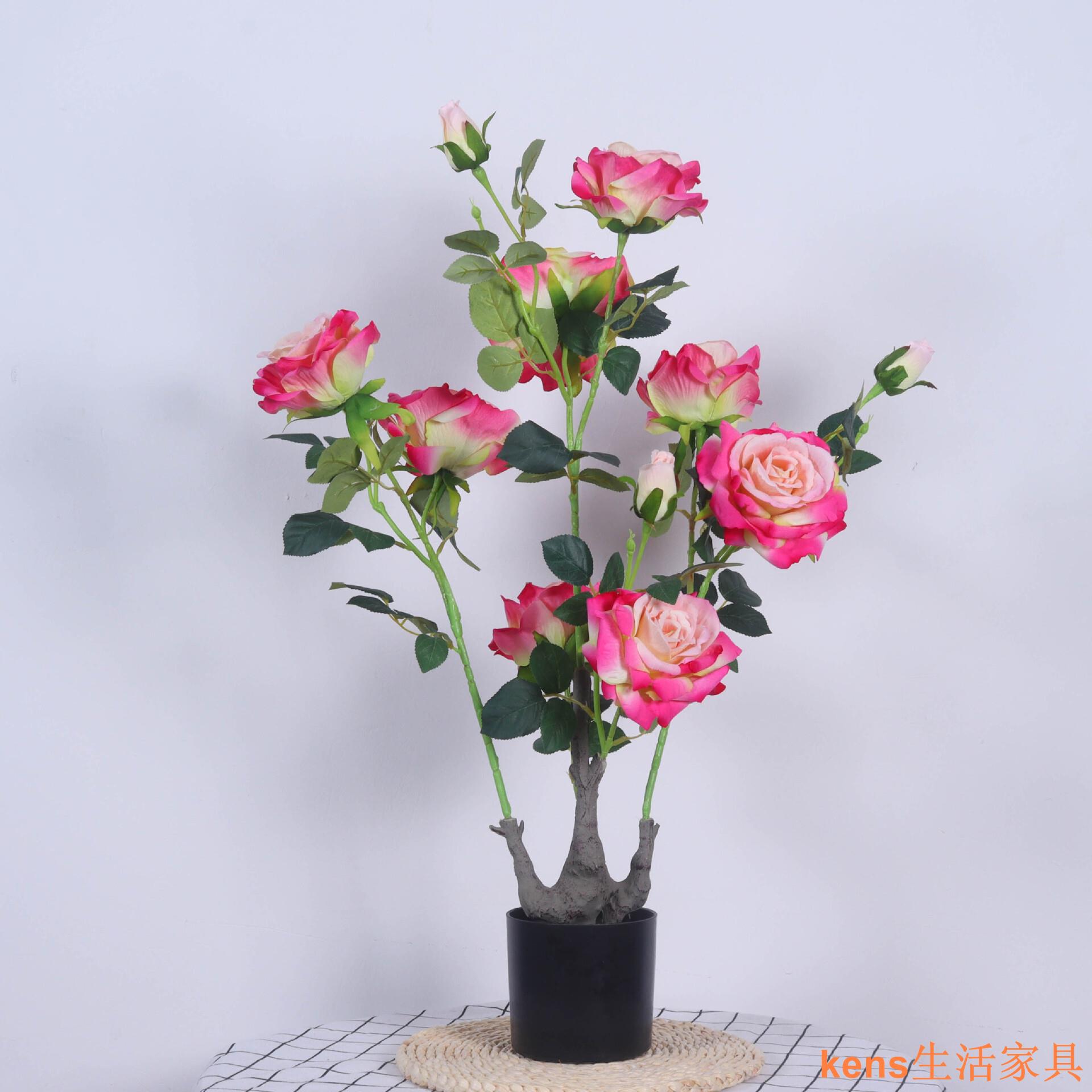 免運 仿真植物 模擬樹 模擬綠植 模擬擺飾 假樹 模擬牡丹花假花樹擺件客廳電視櫃餐桌擺件盆栽小花樹模擬假綠植特惠/開立發票K0929