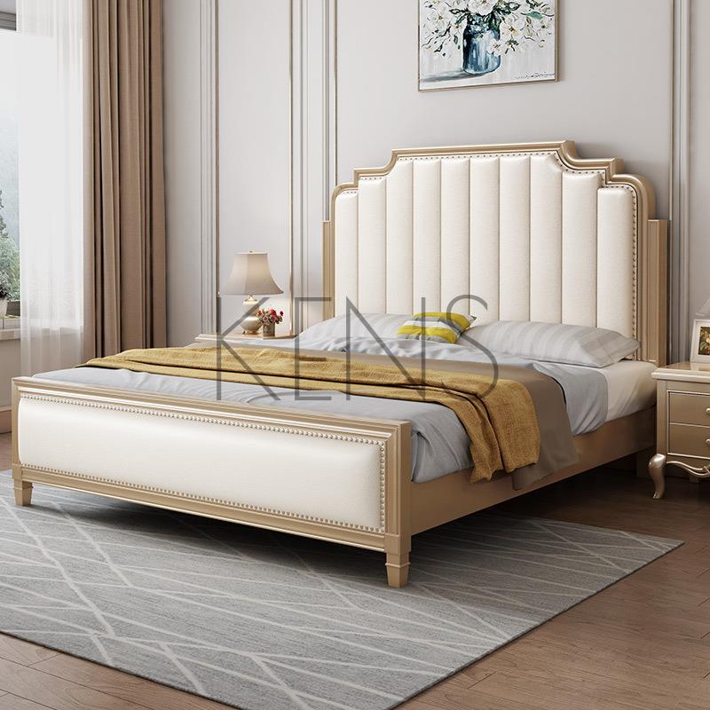 主臥床 實木床 美式實木床1.8米主臥輕奢雙人床現代簡約1.5米軟靠高箱儲物婚床