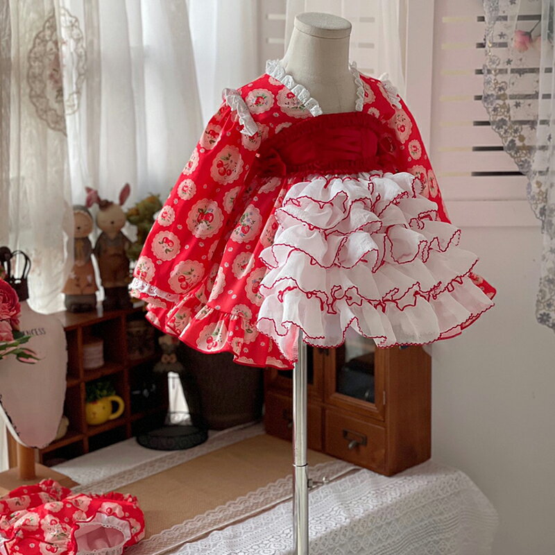 秋季新款兒童洛麗塔洋裝女童西班牙公主裙蓬蓬連衣裙周歲生日禮服